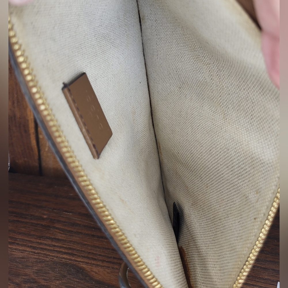 Gucci Brown Leather Clutch Crossbody Convertible Authentic - Picture 9 of 10